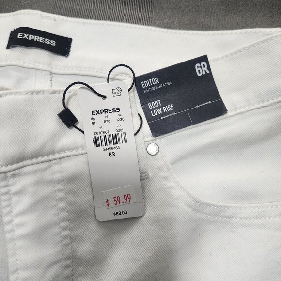 Express Editor White Jeans, Boot cut, Low Rise, 6R - Picture 4 of 6